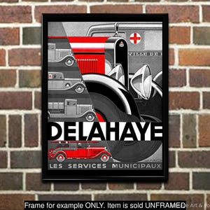 Vintage Automobile Poster: &quot;Delahaye - Les Services Municipaux&quot;, Wall Art Print