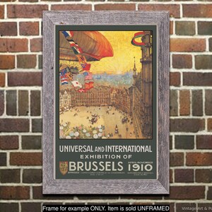 Vintage Aviation Art Print Poster - 1910 Brussels International Exhibition - Home Decor Wall Art (639)