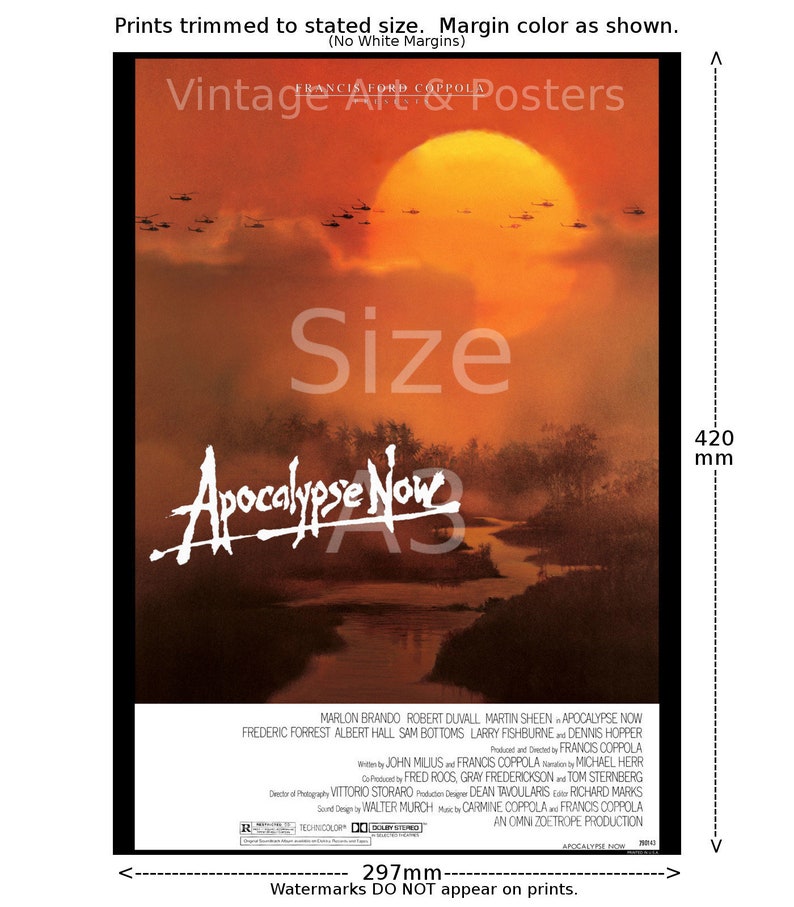 Movie Poster Apocalypse Now Vintage Film Art Print Lobby Card for Media Movie Room Decor, Wall Art 653 image 9