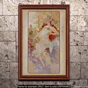 Lámina Art Nouveau "Mucha Otoño", de la serie "Las Estaciones", póster vintage, arte mural para decoración del hogar o la oficina.