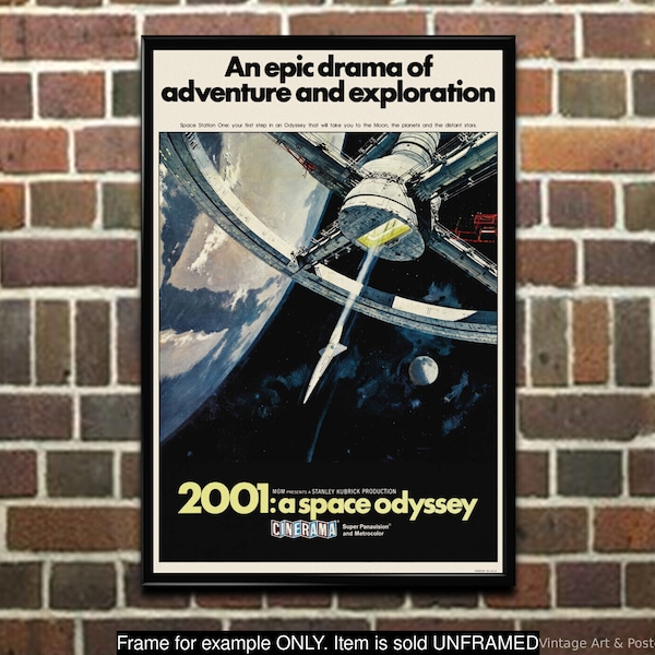 Movie Poster - 2001 A Space Odyssey - Vintage Film Art Print for Movie Media Room Home Office Decor (656)