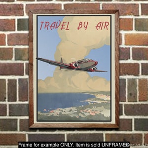 Vintage Travel Poster: &quot;Travel By Air&quot;, 1950s Aviation Art Print