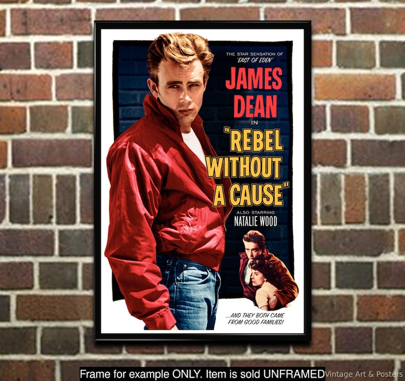 Movie Poster Rebel without A Cause Vintage Film Art Print, Lobby Card, Media Movie Room Home Office Decor, Wall Art 479 image 1