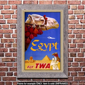 Vintage TWA Travel Poster: Egypt, Airline Travel Art Print
