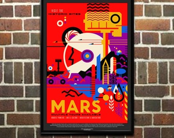 NASA JPL Space Tourism Poster,  Mars Visit the Historic Sites, space tourism series, wall art for home or office decor (1112)