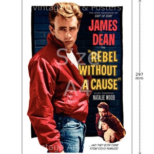 Movie Poster Rebel without A Cause Vintage Film Art Print, Lobby Card, Media Movie Room Home Office Decor, Wall Art 479 A1 (841x594mm)