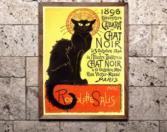 1896 Chat Noir (Black Cat) Paris Cabaret Poster - Art Nouveau Vintage Travel Print - 24x36
