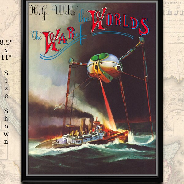 Printable War of the Worlds Movie Poster, Vintage Film Art Print, Lobby Card, HG Wells Digital download for printing at home