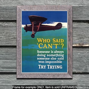 Vintage Motivational Poster: Try Trying, Early 20th Century Inspirational Art Print