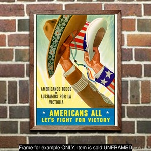 US WWII Propaganda Poster Americans All Let&#39;s Fight for Victory United States World War II Propaganda Art Print (191)