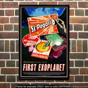 NASA JPL Space Poster: &quot;51 Pegasi b&quot; Exoplanet Series, Retro Sci-Fi Art Pint