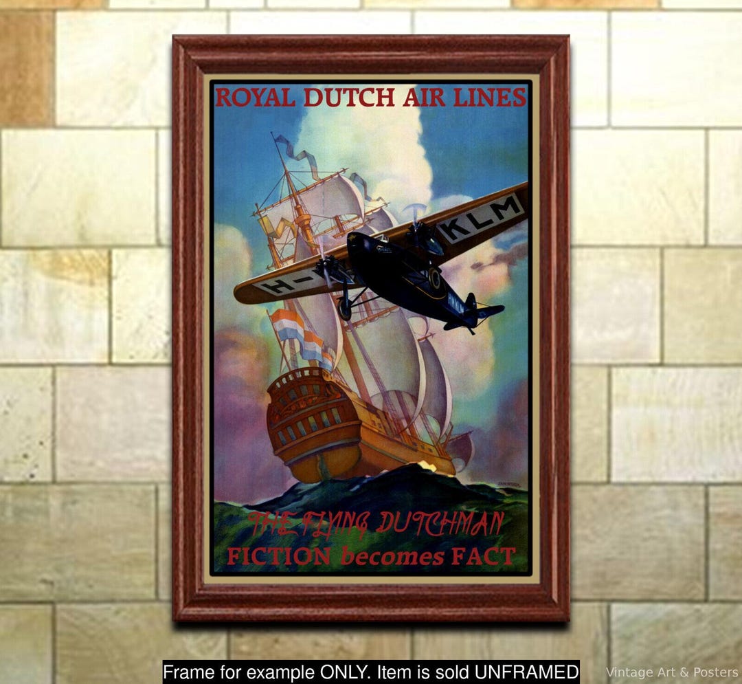 Travel Poster Flying Dutchman Royal Dutch Air Lines, Vintage Print Wall ...