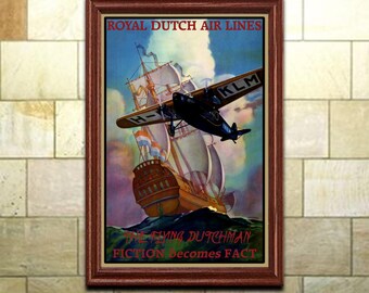 KLM Flying Dutchman Vintage Dutch Airline Poster - Etsy
