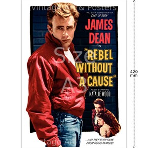 Movie Poster Rebel without A Cause Vintage Film Art Print, Lobby Card, Media Movie Room Home Office Decor, Wall Art 479 A3 (420x297mm)