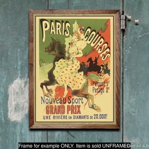 Art Nouveau Print Paris Courses, Jules Cheret, Vintage French Advertisement Poster, Wall Art for Home or Office Decor