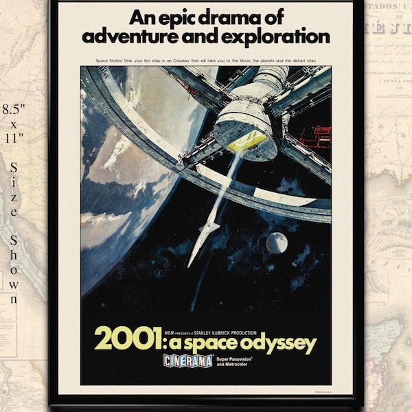 Printable Movie Poster - 2001 A Space Odyssey - Vintage Film Art Print for Movie Room, Digital Download for printing at home.