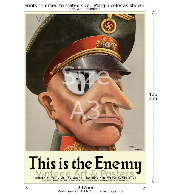 US WW II Propaganda Poster This is the Enemy #1 6 sizes, matte+glossy avail