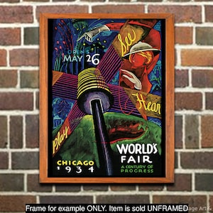 Art Deco Poster Chicago Worlds Fair,  A Century of Progress Vintage Art Print, Wall Art for Home or office Decor (125)