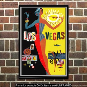 Travel Poster - Las Vegas - Vintage 1960s Airline Travel Art Print for Home Office Decor Wall Art (69)