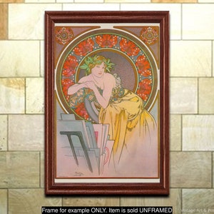Art Nouveau Print, Alphonse Mucha Girl with Easel 1898, Vintage Art Poster, Home Office Decor, Wall Art (680)