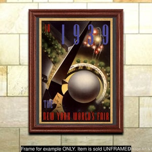 Art Deco Poster 1939 New York Worlds Fair, Vintage Print, Wall art for  Home or office Decor (129)