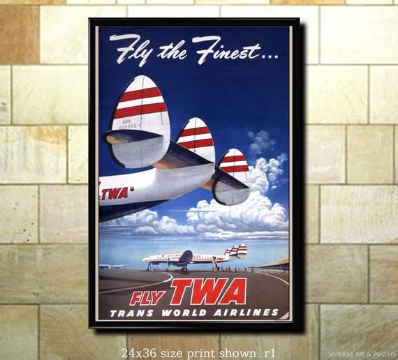 Vintage Airline Travel Poster 6 sizes, matte+glossy avail Pan Am Rome #2
