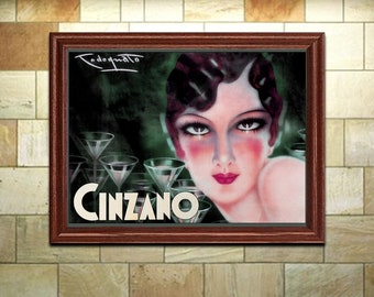 Art Deco Print Poster Vintage Art Print Cinzano Vermouth Advertisement Art  (378)