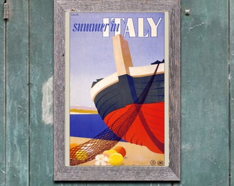 Travel Poster, Summer in Italy, Vintage Print, Wall Art for Home or Office Decor (356)