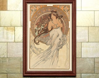 Mucha Art Nouveau Print: Music, The Arts Series, Bohemian Decor Wall Art