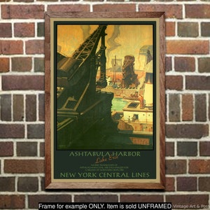 Travel Poster: &quot;Ashtabula Harbor - Lake Erie - New York Central Railroad&quot;