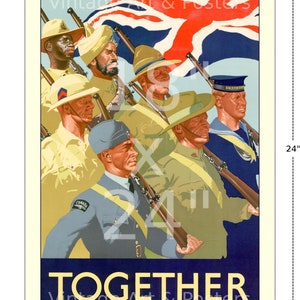 WWII British Recruiting Poster Together Vintage British World War II Propaganda Art Print, Home Office Decor, Wall Art WWII 193 18x24 inches