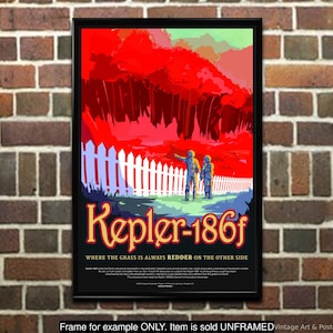 Kepler 186f Space Tourism Poster: Retro Sci-Fi Art