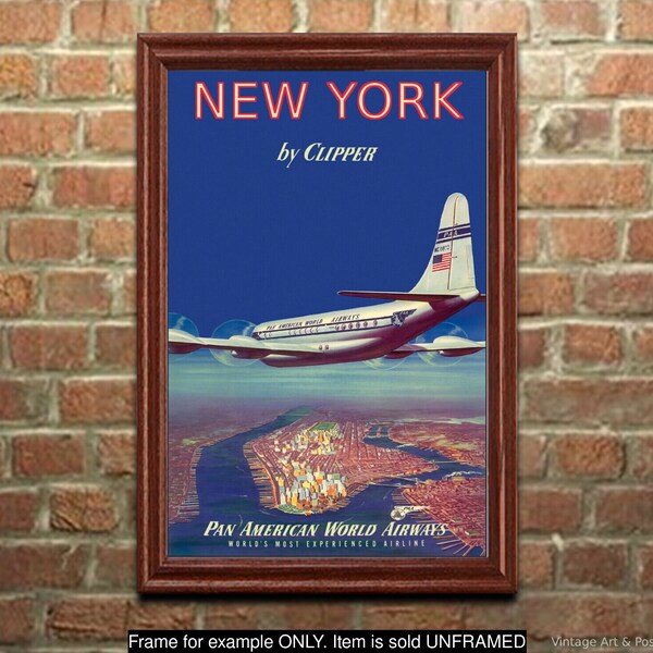 New York Airlines Poster Etsy