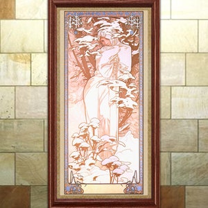 Mucha Art Nouveau Print: Winter, The Seasons Series, Bohemian Decor Wall Art