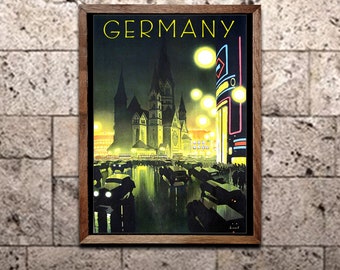 Travel Poster Germany, Vintage Print, Wall Art for Home or Office Decor