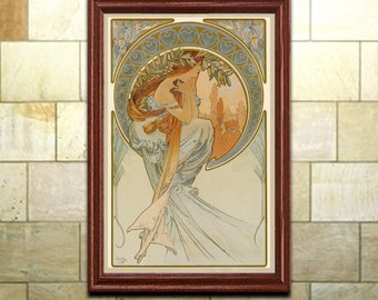 Art Nouveau Print Mucha, Poetry The Arts Series, Vintage Art Nouveau Poster, Home Office Decor, Wall Art (635)