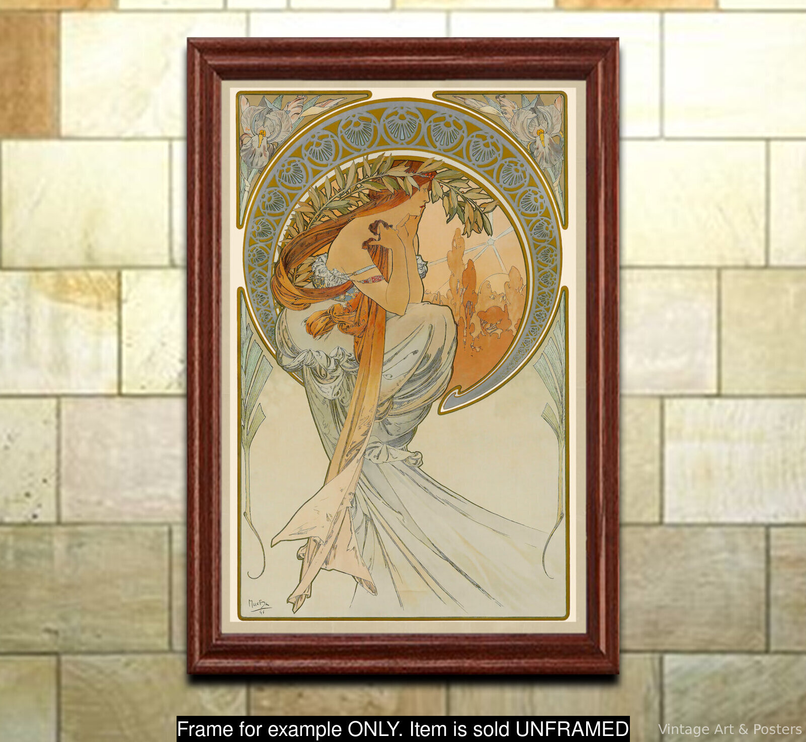 Art Nouveau Print Mucha, Poetry the Arts Series, Vintage Art