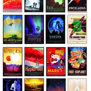 Pósteres de la NASA JPL, turismo espacial y póster de viaje de la serie Expolanet: conjunto completo de 16 impresiones: serie Exoplanet: imágenes cortesía de JPL (1100)