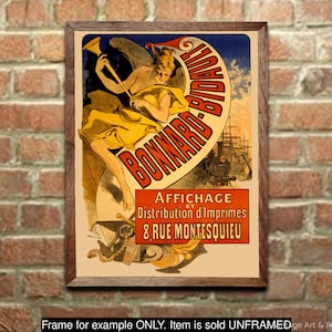 Art Nouveau Print: &quot;Bonnard-Bidault&quot;, Vintage French Advertisement Poster Jules Cheret