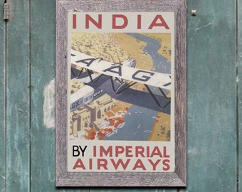 Airline Travel Poster, India, Imperial Airways, Vintage Aviation Print, Wall Art for Home or Office Decor (217)