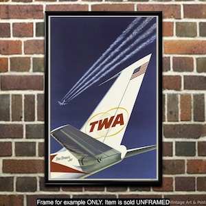 Vintage TWA Travel Poster: StarStream Jets, Aviation Art Print