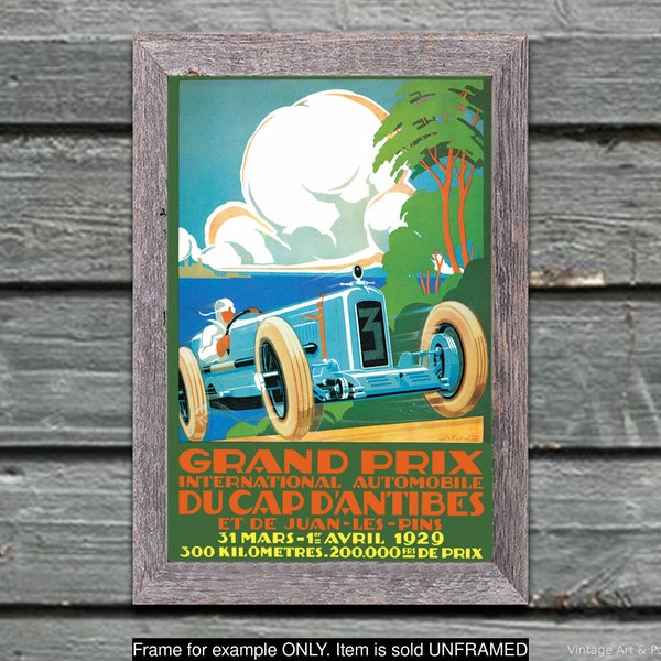 Grand Prix Poster, Art Print, Vintage 1929 Anitbes Grand Prix Racing Poster - Home Decor Wall Art (157)