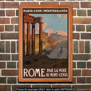 Póster de viaje francés: «Roma», Ferrocarriles PLM, lámina mural