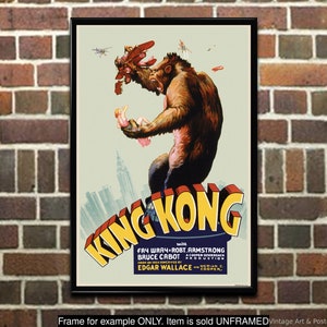 Affiche de film King Kong, impression d'art de film de carte d'accueil, art mural pour salle de cinéma, salle multimédia, décoration de bureau à domicile (487)