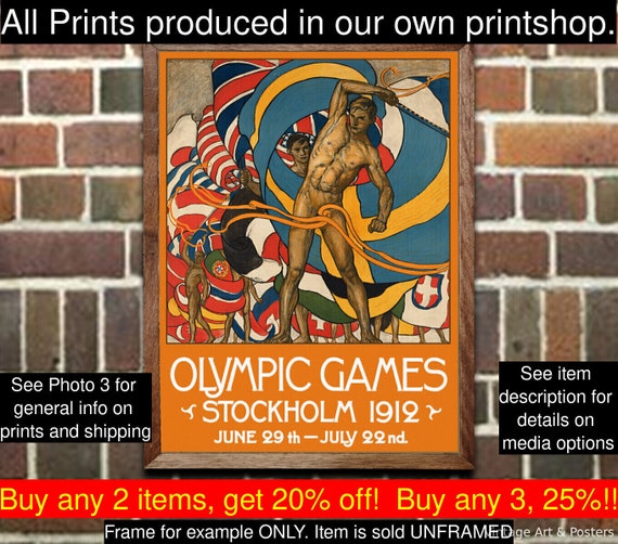 Art Déco Print Jeux Olympiques de Stockholm, affiche vintage, Art mural  pour la décoration de la maison ou du bureau 690 -  France