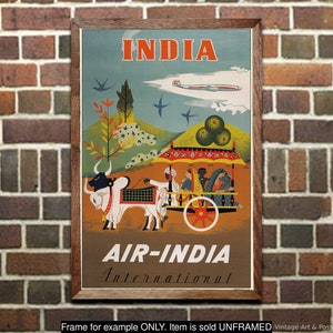 Travel Poster: &quot;Air India&quot; Airline Aviation Wall Art