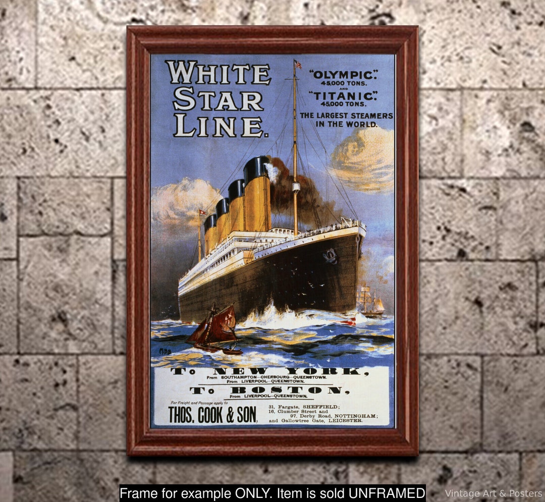 VINTAGE WHITE STAR LINE TITANIC OLIMPICO 1911 STAMPA POSTER WALL - Foto 9