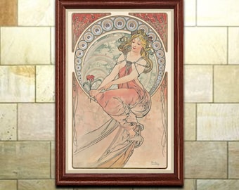 Art Nouveau Print Mucha, Painting, Vintage Alphonse Mucha The Art Series Poster, Home Office Decor Wall Art (636)