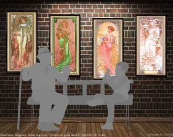Art Nouveau Mucha 'The Seasons' Print Set: Vintage Home Decor Wall aRt