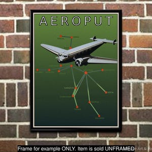 Vintage Travel Poster: Aeroput Airlines Yugoslavia, 1930s Aviation Art Print